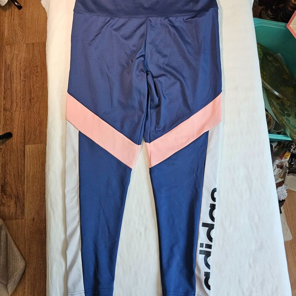 Adidas Climalite Work Out Gym Yoga Ankle Pants Leggings Pink & Blue sz XL